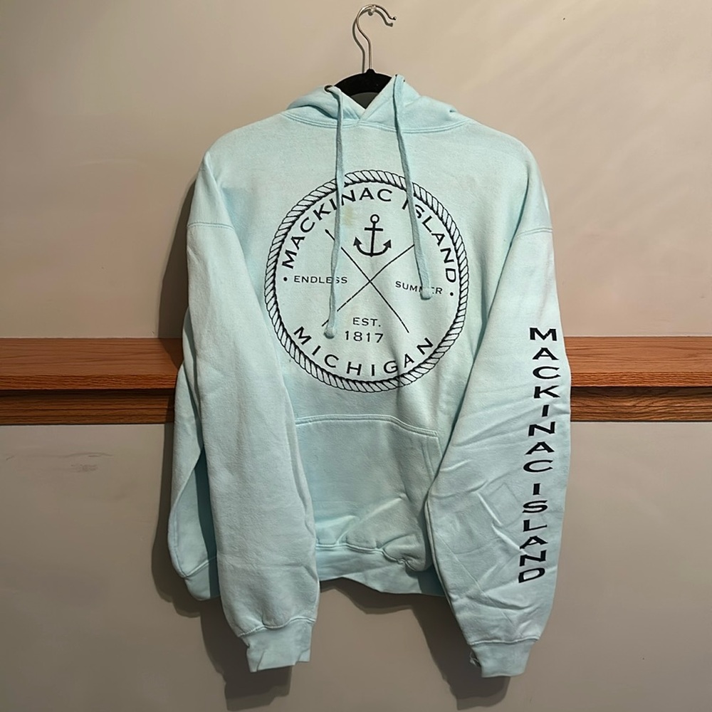 Custom Mackinac Island Hoodie in Light Blue